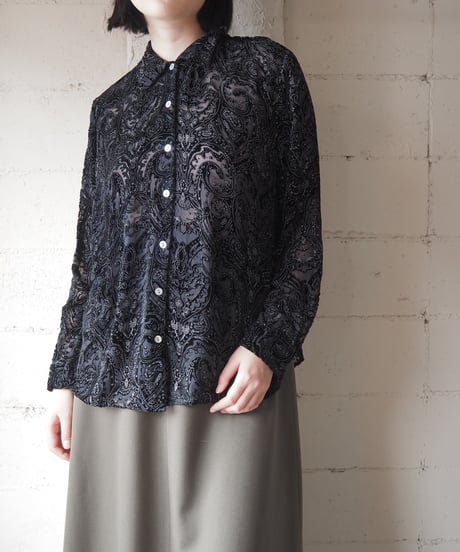 LAURA ASHLEY Opal Velour Pattern Shirt BK
