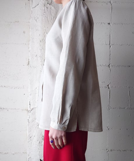 L.L.Bean Band Collar Linen Shirt BE