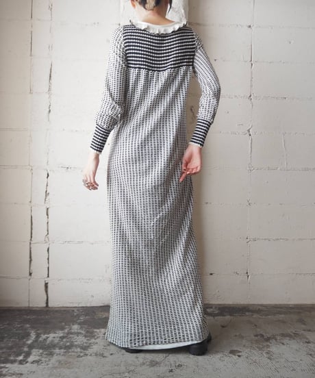 1970's Frill Collar Check Knit Dress WHBK