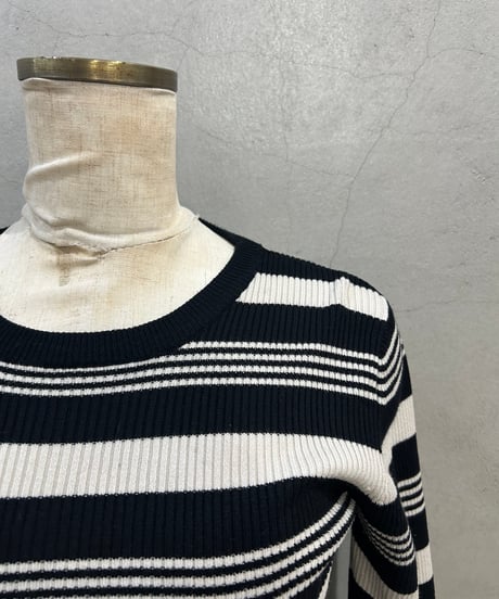 Frill Sleeve Multi Border Rib Knit WHBKRE