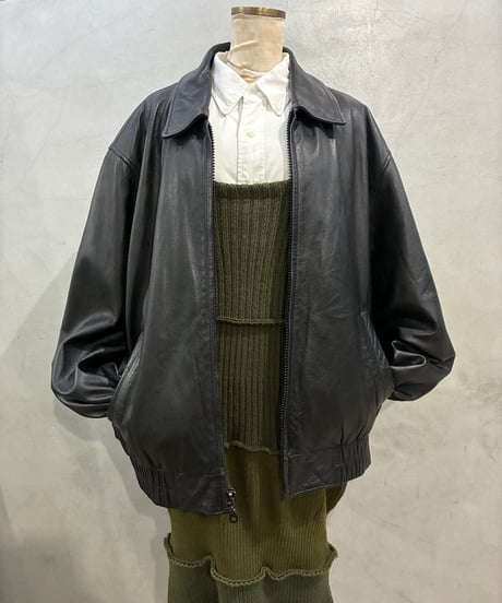 Zip Up Leather Blouson BK