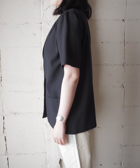 SAG HARBOR Short Sleeve Basic Tailored Jacket BK