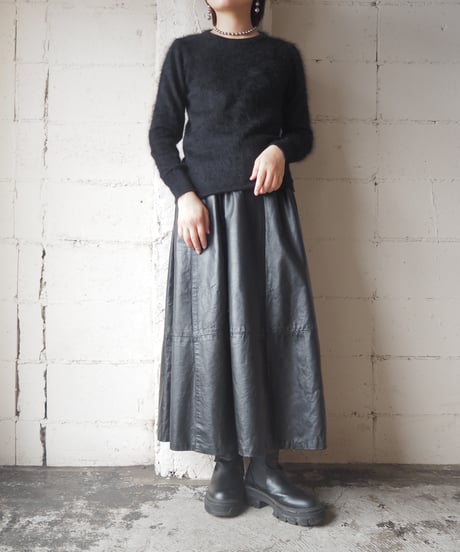 CAROLL Angora Crew Neck Knit BK