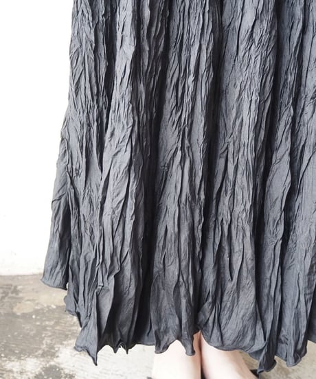 DKNY Pleated Long Sik Skirt BK