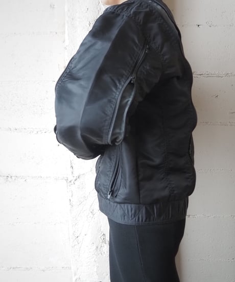 Zip Design Stand Collar Jacket BKGR