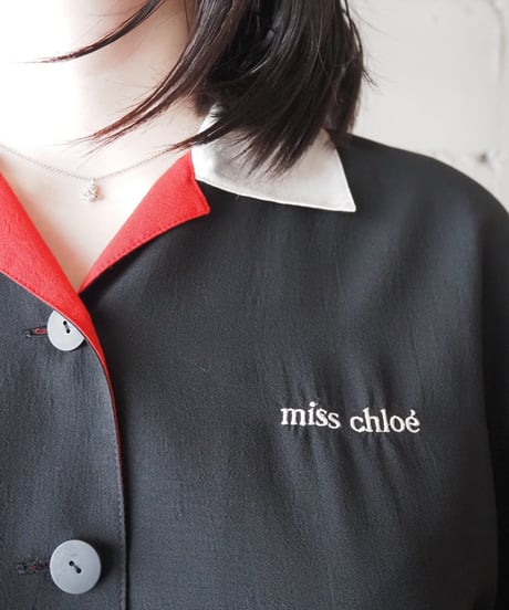 miss Chloé Open Collar Contrast Trim Shirt BK RE WH