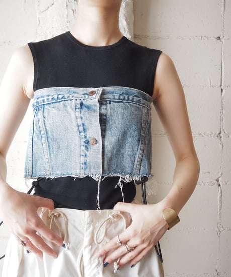 【Orfeo REMAKE】Denim bustier BL