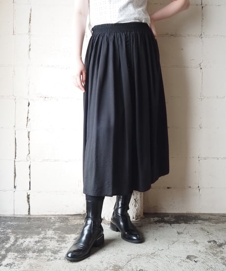Front Button Tuck Easy Skirt BK