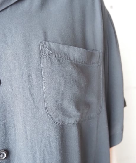 Open Collar Short Sleeve Rayon Shirt BK