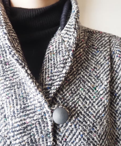 Long Rib Tweed Coat BKWH