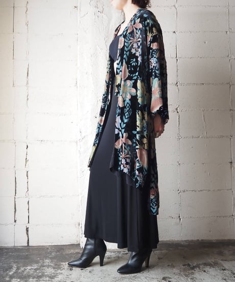 Flower Pattern Velvet Gown BKBL