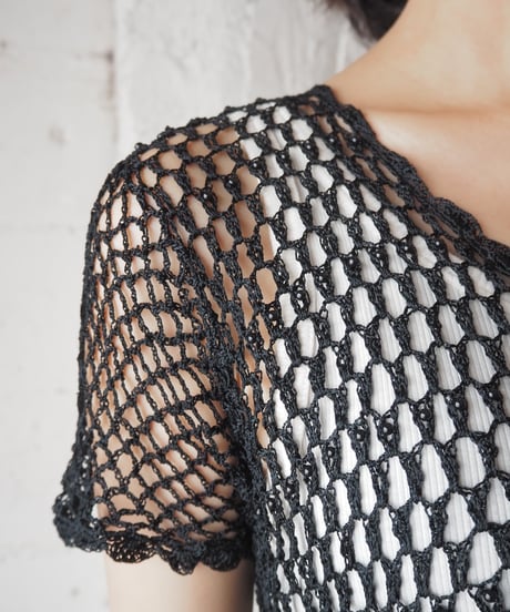 Crochet Short Sleeve Knit BK