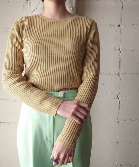 Crew Neck Lame Rib Knit GO
