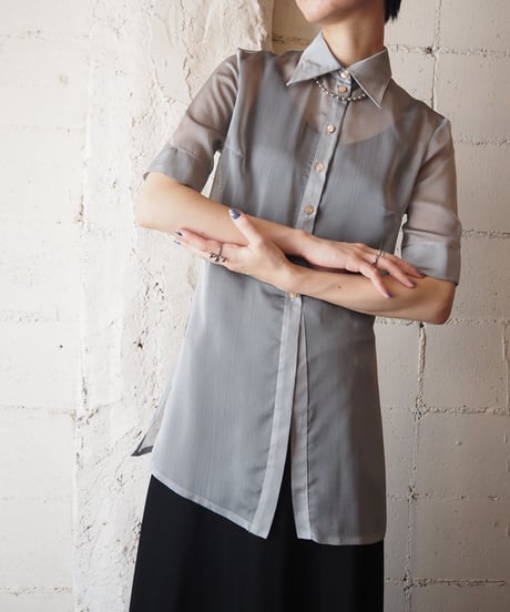 Sheer Side Slit Shirt GR