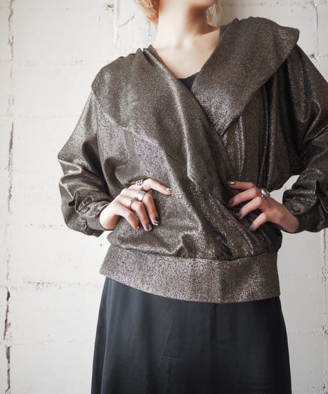 Shawl Collar Metalic Blouse GD