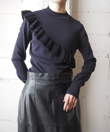 Frilled Mock Neck Knit NV