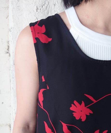 Sleeveless Flower Pattern Dress BKPI