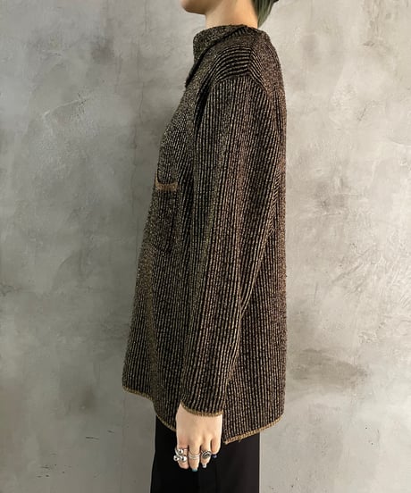 Turn Over Collar Giliter Mix Knit BKGD