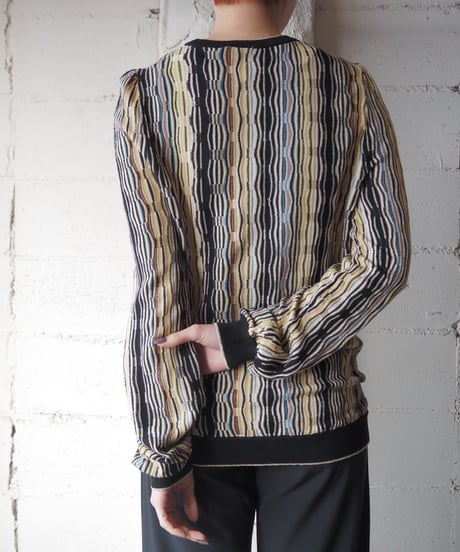 SUI BY ANNA SUI Stripe Collarless Cardigan BKYE