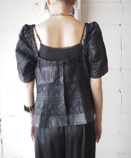 Hand Made Various Material Switching Tops BK