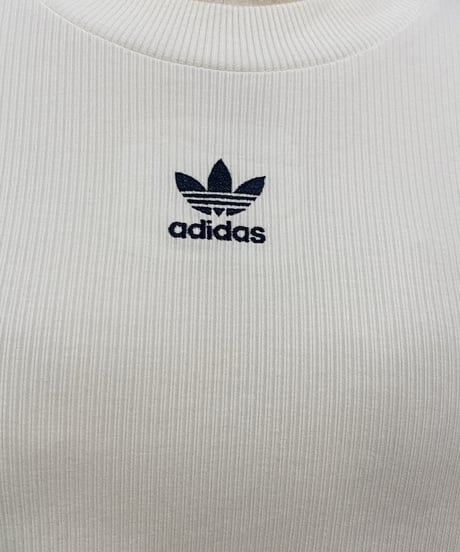 adidas Mock Neck Rib Cropped Tee WH