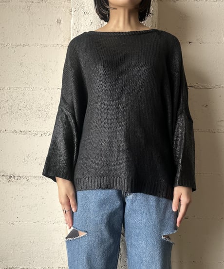 Drop Shoulder Mesh Pullover BK