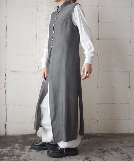 I.S.B Silver Button Long Vest GR