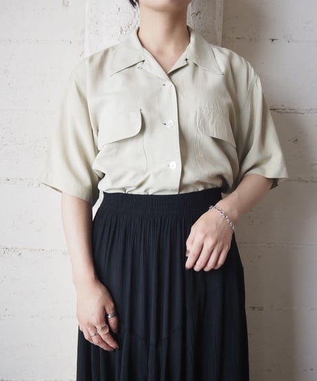 Open Collar S/S Silk Shirt　BE