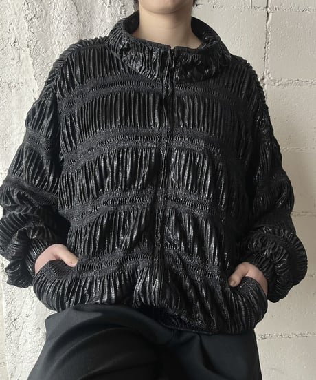Shirring Design Blouson Jacket BK