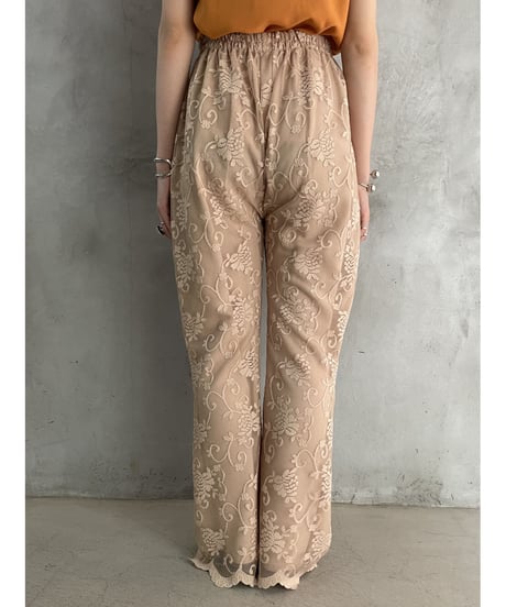 Lace Design Flared Easy Pants BE