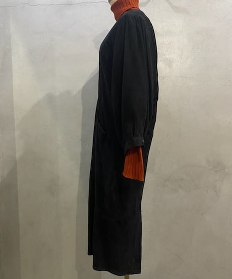 Suede Vneck Dress BK