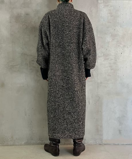 Rib Dolman Sleeve Long Coat BKWH
