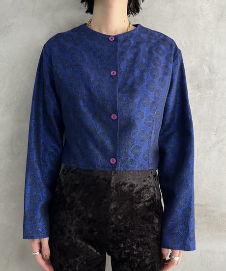 Lame Design Shadow Pattern Colarless  Cardigan BLBK