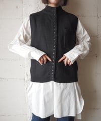 Mock Neck Many Button Knit Vest BK