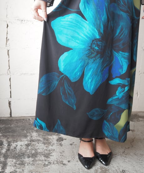 Floral Pattern Layered Sleeveless Dress BKGN