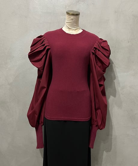 Volume Sleeve Rib Knit BUR
