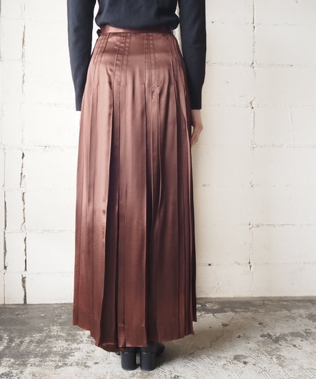 Satin Pleated Long Skirt BR