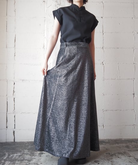 Silver Glitter Flare Skirt SVBK