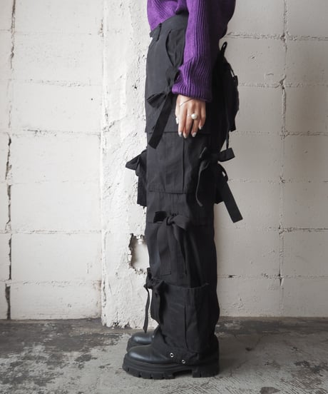 REMAKE Ribbon Cargo Pants BK