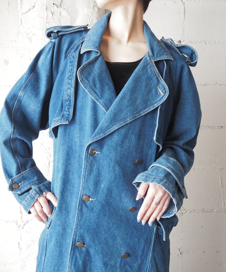Denim Long Trench coat BL