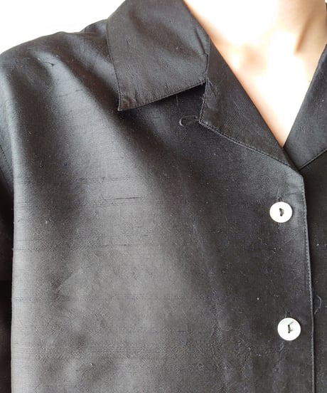 Open Collar Silk Shirt BK