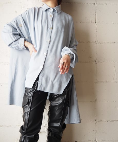 Wide Silhouette Button Design Rayon Shirt LBL