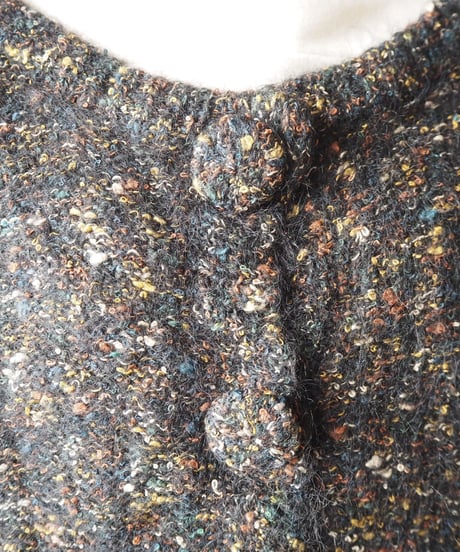 Mix Yarn Crew Neck Cardigan BK