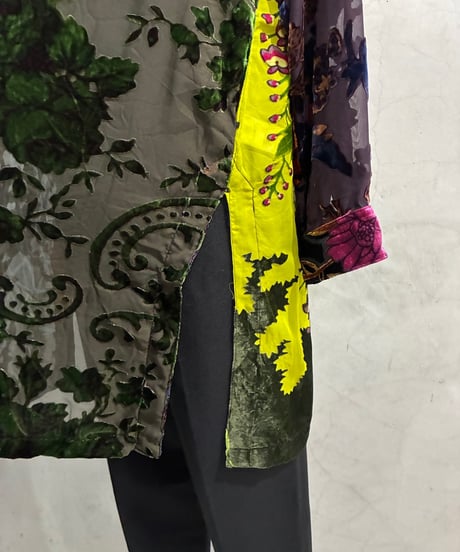 Opal Velour Multi Color Floral Sheer Shirt GN PUR