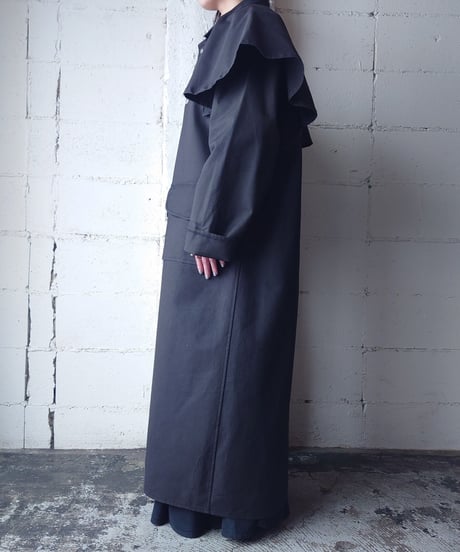 Removable Cape Collar Duster Coat BK