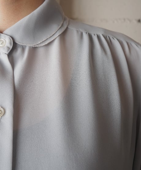 Round Collar Sheer Blouse LGR