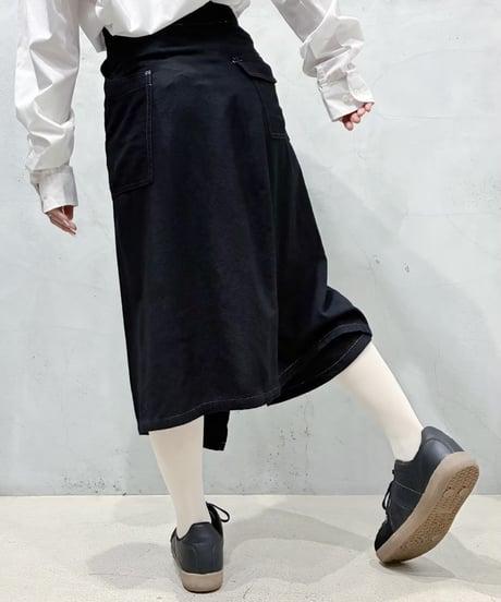 Y's Deformation Wool Skirt BK