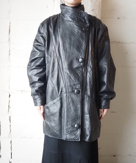 Design Collar Leather Jacket BK