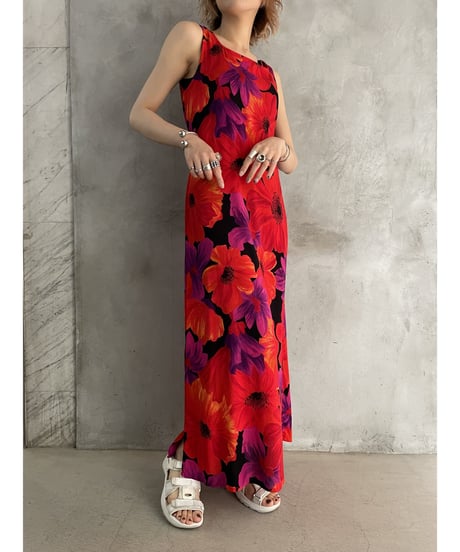Flower Pattern Sleeveless Dress REBK