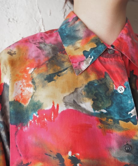 Tie-dye Pattern Silk Shirt PIGNYE